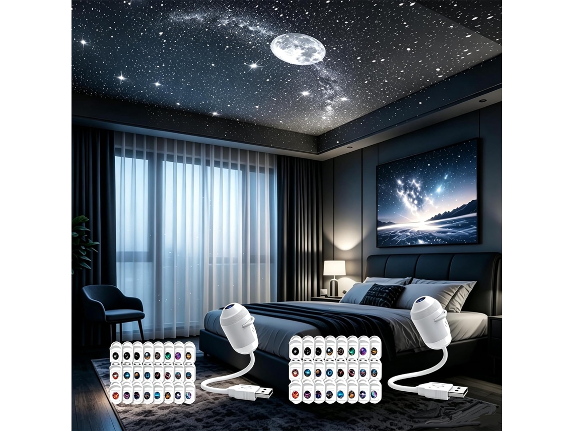 Projetor De Galáxias, Luz Noturna Holográfica Hd Usb Plug And Play