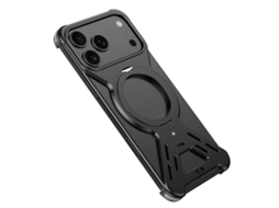 Capa Traseira Armor Com Suporte De Anel Para Iphone 17 Pro Max – Preta
