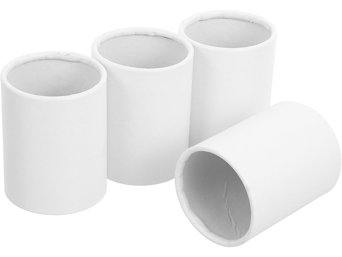 Kit de 4 Pequenos Vasos Redondos de Papel Branco para Arranjos Florais Criativos Elegantes Caixas Cilíndricas para CHABERLU