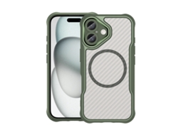 Capa Transparente Para Iphone 16 - Textura De Fibra De Carbono - Magsafe