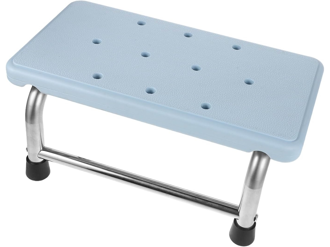 Banqueta De Banheiro Antiderrapante Em Aço Inoxidável, Apoio Para Os Pés Dobrável De 18 Cm Para Adultos, Pernas
