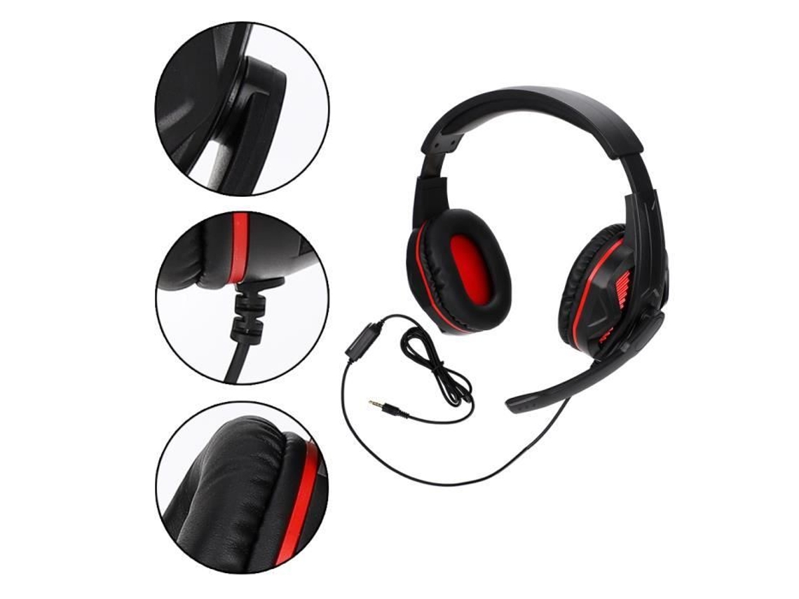 HURRISE Fone de Ouvido com Fio para Jogos Competitivos de 3 5 Mm com Microfone Fones de Ouvido com Fio para Videogames Vermelhos
