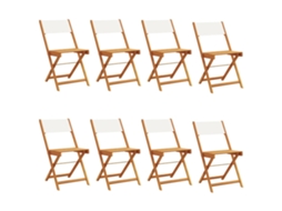 Maison Exclusive - Cadeiras De Jardim Dobráveis 8 Pcs Tecido/madeira Branco Nata