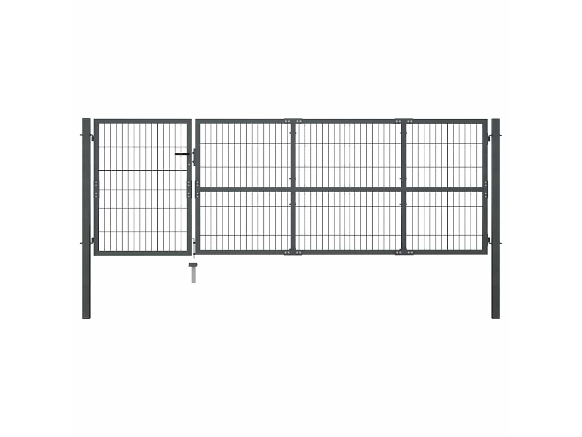 Vidaxl Portão De Jardim Com Postes Em Aço 350x100 Cm Antracite.