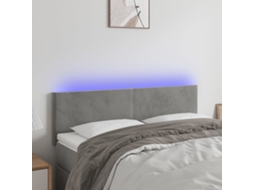 Vidaxl Cabeceira De Cama C/luzes Led Veludo 144x5x78/88 Cm Cinza-claro