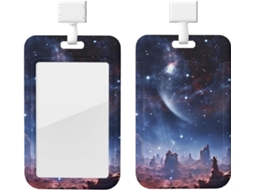 Suporte Carina Space Crachá com cordão, revestimento plástico impermeável, armazenamento Crachá, ideal para trabalho e mesa.