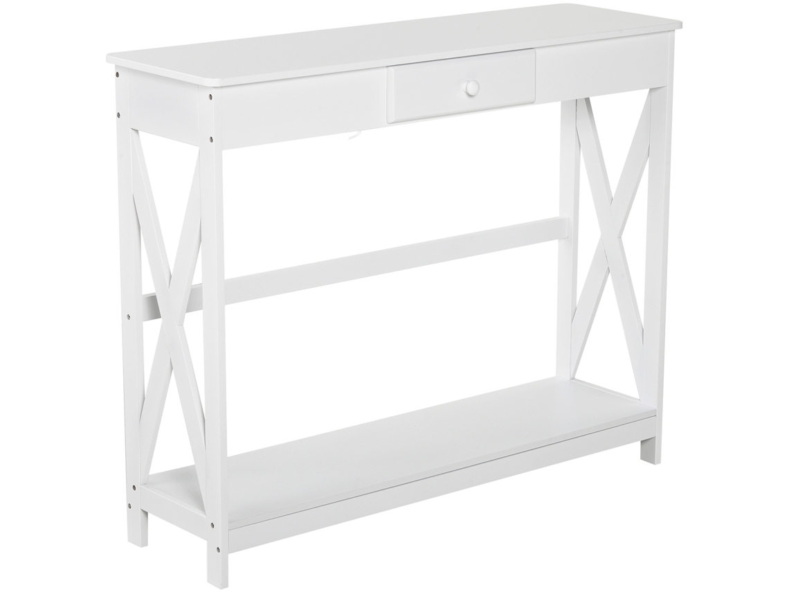 Mesa de Consola Mdf Cor Branco 100cmx30cmx81cm Homcom