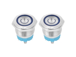 Interruptor De Botão Push Momentâneo 4 Pinos Com Luz Ip65 22mm Aço Inoxidável Azul 12-24vdc 2pcs