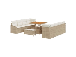 Conjunto 11 Conjunto De Sofá De Jardim Vidaxl Bege Vime Pe (233.5 X 62 X 85 Cm)