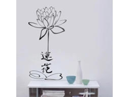 Adesivos decorativos de vinil para parede representando uma flor de lótus oriental, perfeitos para banheiro, chuveiro ou sala de jogos.