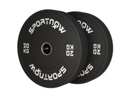 Placas de Peso Olímpicas 2x20kg, Borracha, Baixo Ruído, Preto