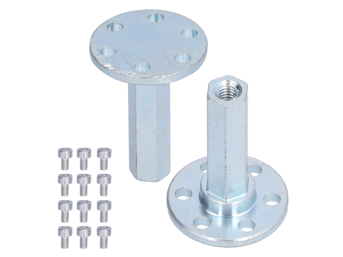 2 Peças De Acoplamento De Brida De Aço Inoxidável 8mm Conectores Hexagonais Para Eixos Com Parafusos