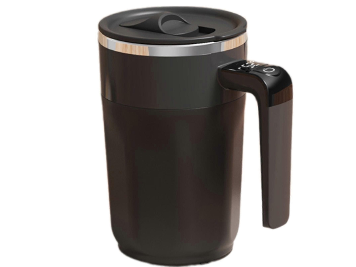 Caneca Elétrica Giratória Magnética com Tampa Deslizante para Misturar Café e Outras Bebidas, com Visor de Temperatura. TAISHENGDA