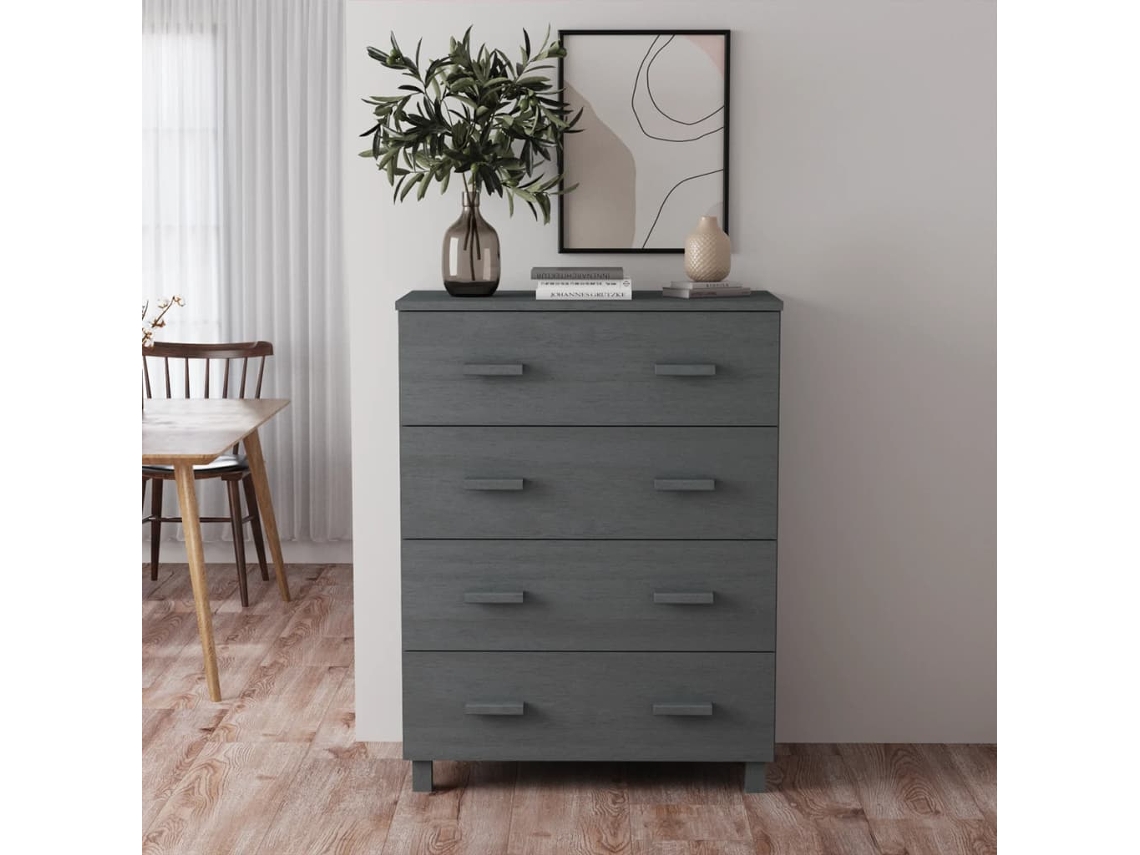 Vidaxl Aparador Hamar 79x40x103,5 Cm Pinho Maciço Cinza-escuro
