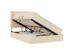 Cama com Arrumação e Led Creme 140x200 cm MAISON EXCLUSIVE