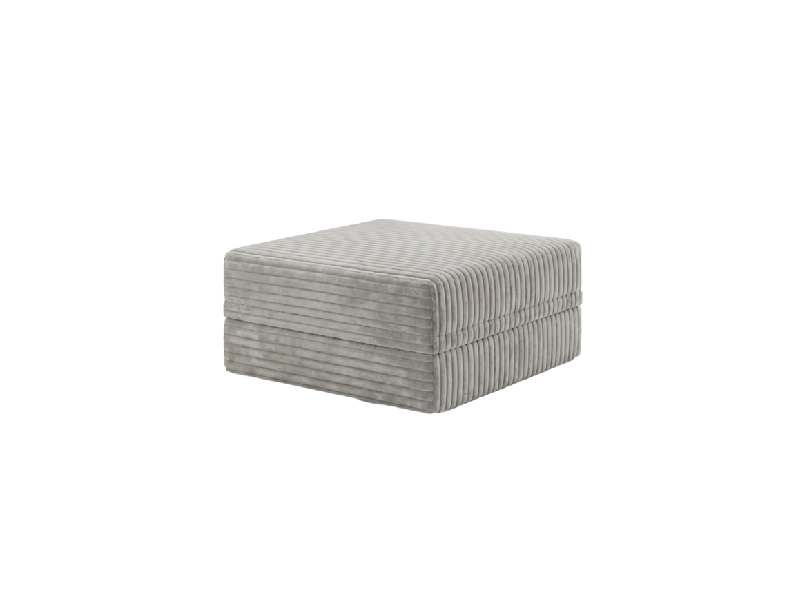 Sofá Modular Puff Convertível Veludo Listado Cinza SKOFFA