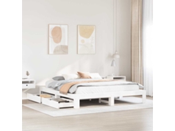 Vidaxl Cama Sem Colchão 180x200 Cm Madeira De Pinho Maciça Branco