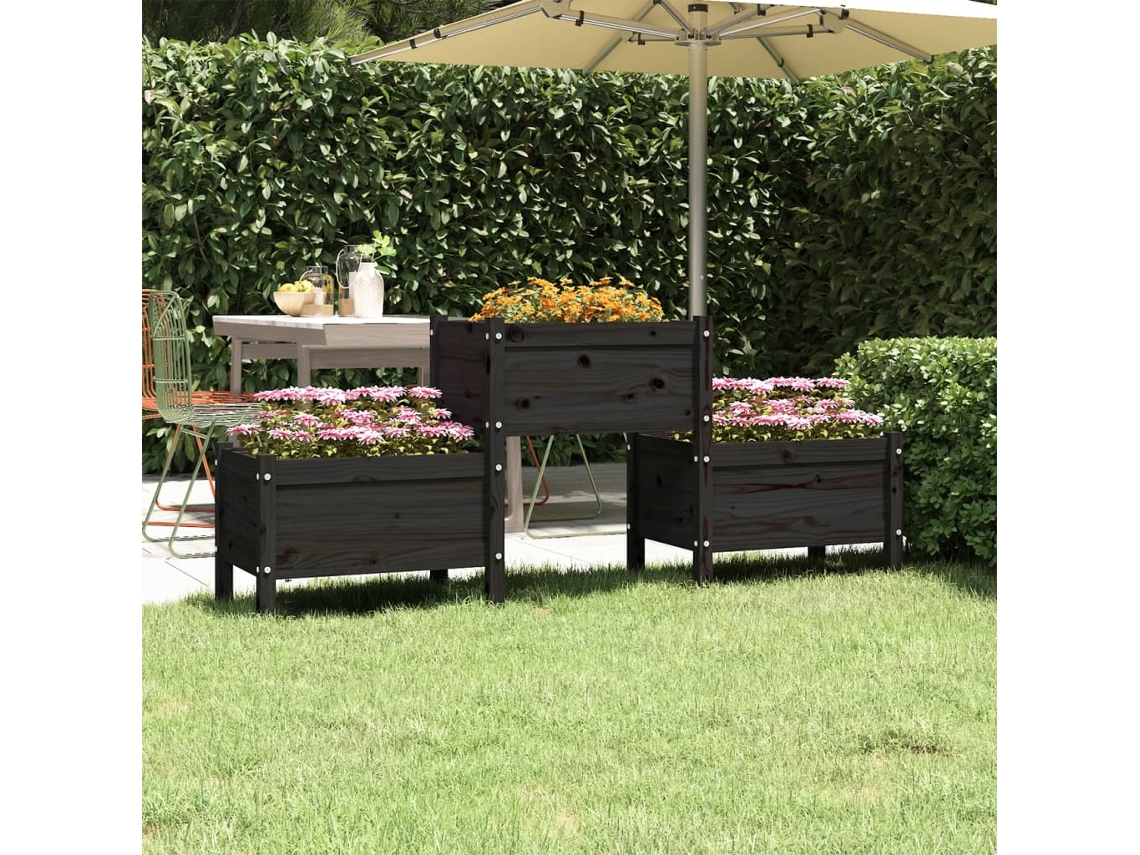 Vidaxl Vaso/floreira 178,5x44x75 Cm Pinho Maciço Preto