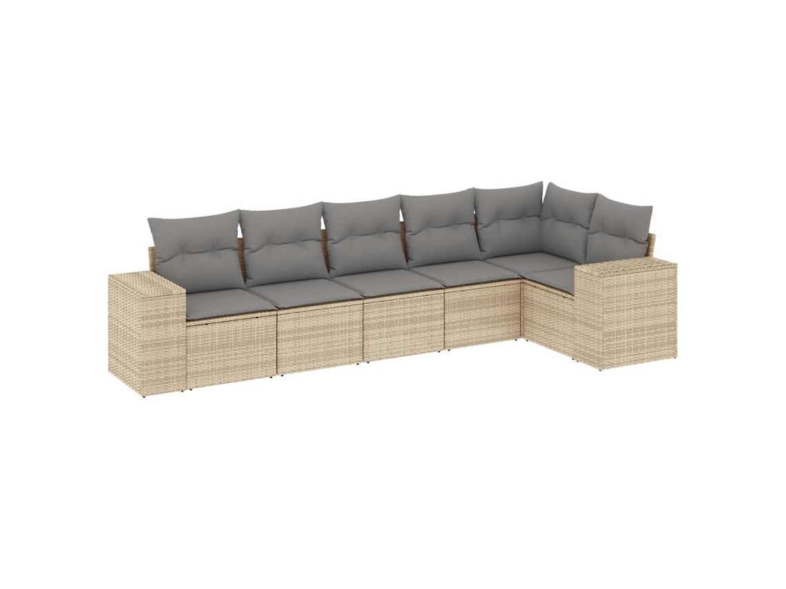 Conjunto de 6 Sofás P/ Jardim com Almofadões Vime Pe Bege MAISON EXCLUSIVE (80x200 cm)