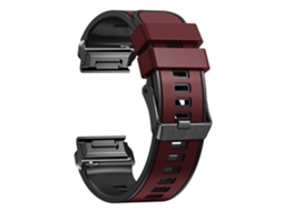 Bracelete Silicone Liberação Rápida Duas Cores para Garmin Descent G1/Instinct 2 Vinho Tinto/Preto