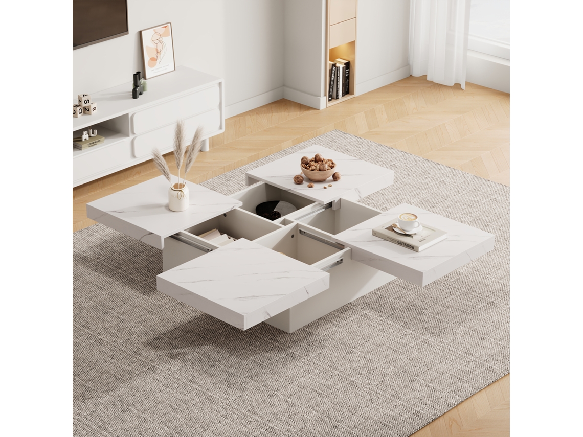 Mesa de centro moderna com LED, alto brilho, tampo de vidro, 120x50x38,5cm, com iluminação GE