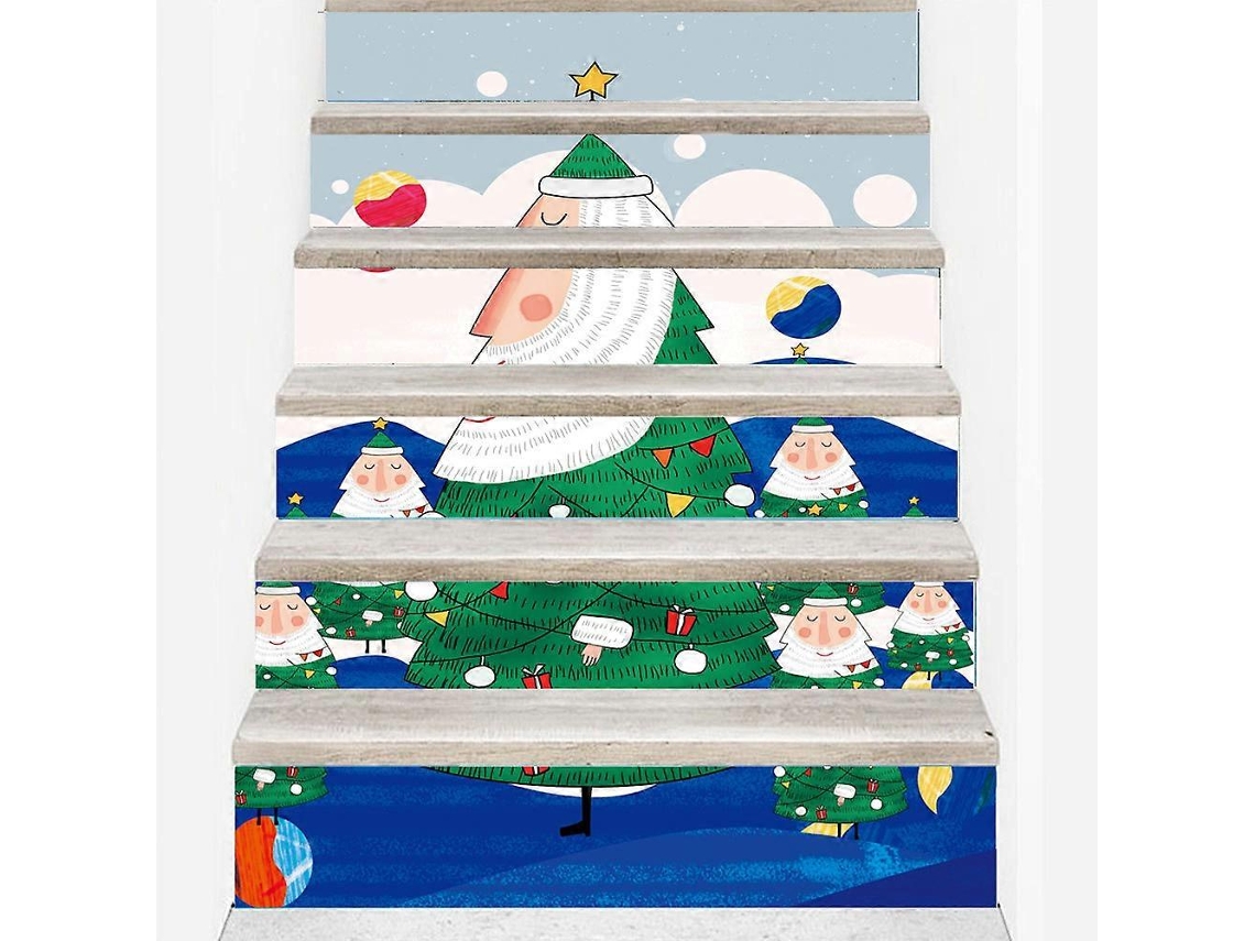 Adesivos De Natal 3d À Prova D'água Para Escadas, Com Tema De Árvore De Natal Em Desenho Animado. Decorações Natalinas Modernas E-aquaforge