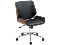 Cadeira de Escritório Giratória em PU com Inclinação, Altura Ajustável, Rodas 92 Cm 51x65,5x82 Preto S/MARCA
