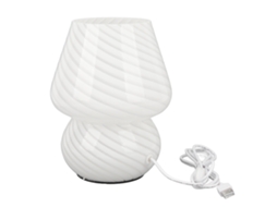 Lâmpada de Mesa Cogumelo de Vidro Listrado Warm Light Dimming Contínuo para Quartos Decor Home