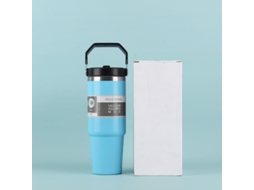 (azul Celeste) Caneca Térmica Portátil Para Carro Em Aço Inoxidável De 887 Ml Com Canudo E Alça