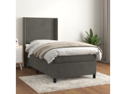 Vidaxl Cama Com Molas/colchão 100x200 Cm Veludo Cinza-escuro