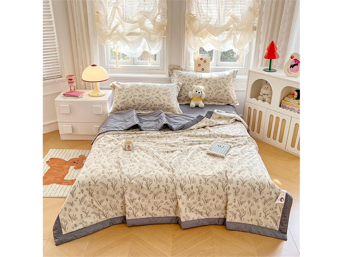 Colcha Acolchoada Fansu 3 5 Tog em Algodão Ideal para Ar Condicionado com Enchimento Sofá e Almofadas Estampa