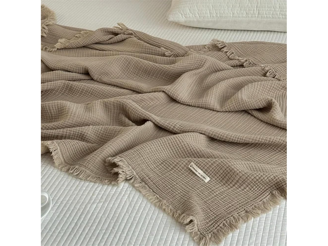 1 Manta de Sofá 100% Algodão Roupa Cama com Franjas Xale Cor Sólida Macia e Agradável Ao Toque Estampa Arraia,