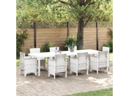 Vidaxl Mesa De Jardim Branco 300 X 100 X 73 Cm Vime Pe