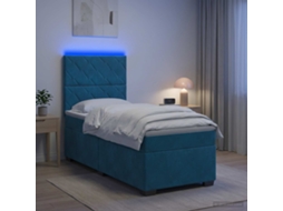 Vidaxl Cama Box Spring Com Colchão Azul 100 X 200 Cm Veludo