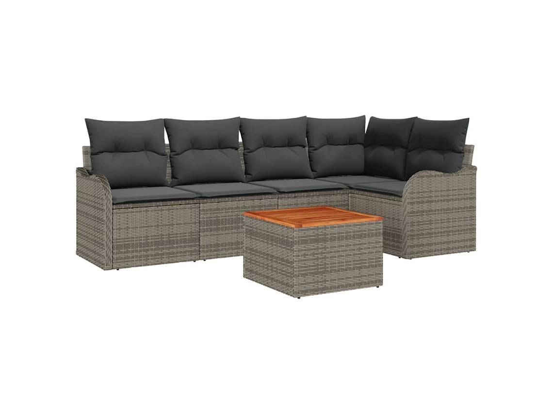 Maison Exclusive - Conjunto De Sofá De Jardim 6 Unid. Cinzeto Vime Pe