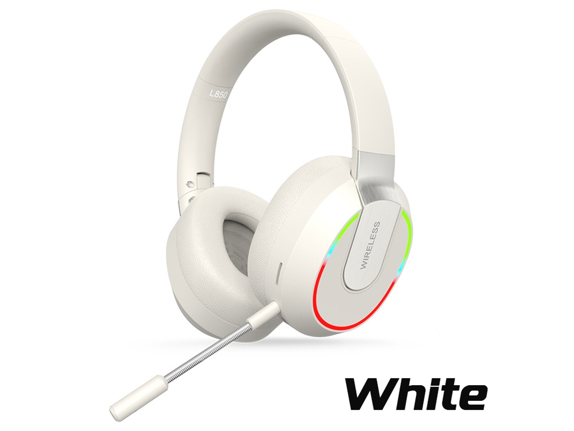 Fones de Ouvido Bluetooth Sem Fio com luz LED, cancelamento de ruído passivo HiFi e microfone MDUG (brancos)