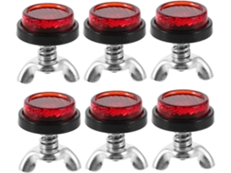 Conjunto De 6 Refletores Redondos Vermelhos Para Placa De Motocicleta Com Suportes De Plástico E Metal.
