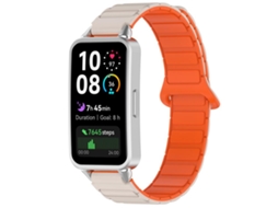 Bracelete para Huawei Band 10 / 9 / 8 Silicone Magnético Bicolor Laranja Starlight XIAOMOYU
