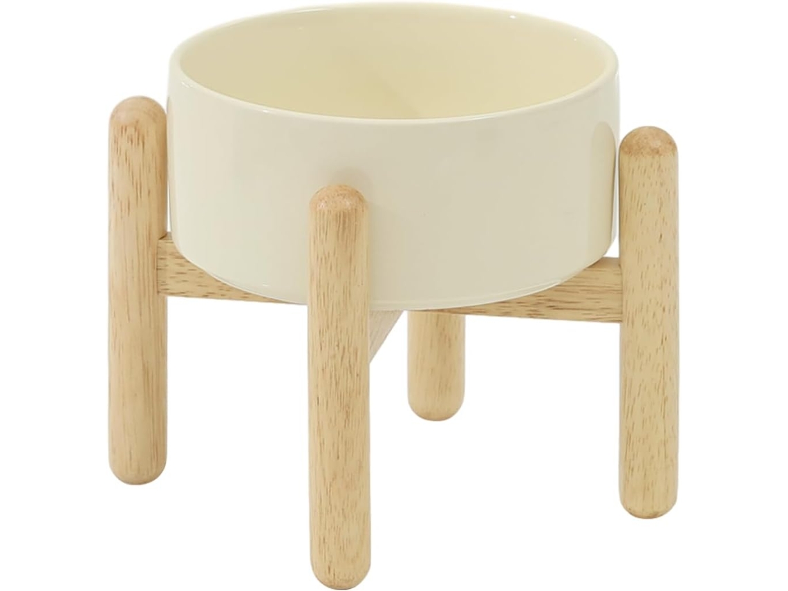 Tigela Elevada de Cerâmica com Suporte para Cães de Porte Médio e Grande, para Comida e Água para Animais de Estimação Única com Suporte AQUAFORGE