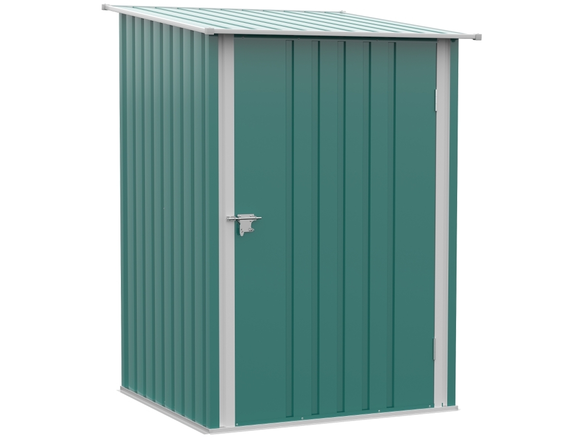 Casinha De Jardim Metálica Com Telhado Inclinado, Porta Com Fechadura, Para Uso Externo, 100x103x160 Cm, Verde