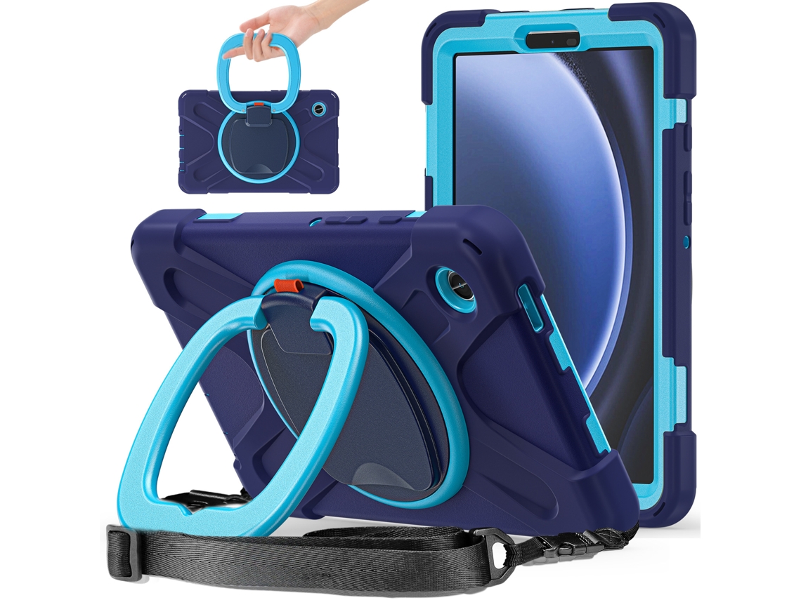 Capa Para Samsung Tab A9 8.7 Com Suporte Giratório De Silicone E Proteção Contra Quedas ) Azul Marinho Sfushos (sm X110/x115 (2023)