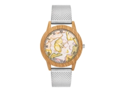 Reloj De Pulsera De Cuarzo Con Correa De Malla Para Mujer Y Hombre Dial Redondo Plata