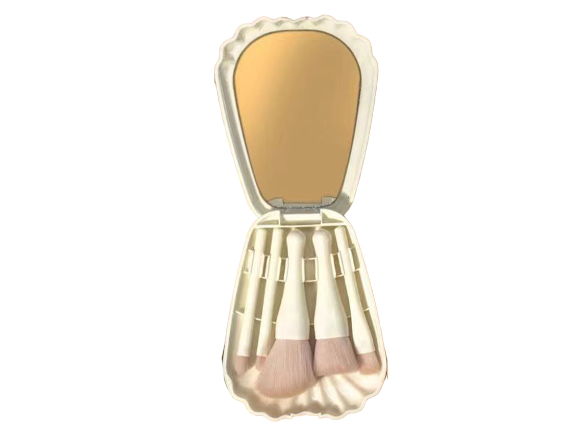 Set De Brochas De Maquillaje Portátil Mini Com Espelho Para Viagens
