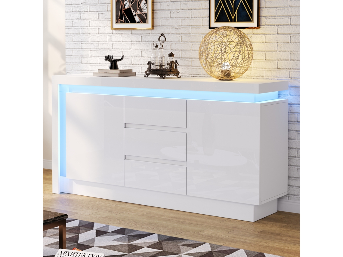 Armário Decorativo de Rattan 4 Portas 158cm, Preto | S/MARCA