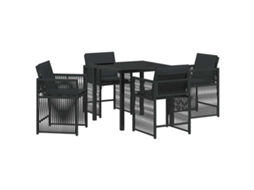Conjunto de Jantar para Jardim 5 Pcs - Móveis de Jardim para Refeição Preto Vime Pe HARLANV1