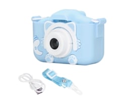 Ats câmara Mini de Silicone para Crianças com Cordão de Transporte, Câmara Digital Infantil com Vídeo Azul para Bebês e Crianças