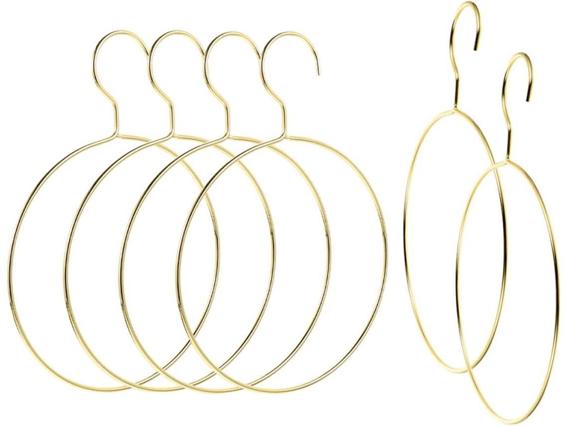 Conjunto 6 Cabides Redondos Ferro Dourado Resistentes Elegantes Ideais Pendurar Lenços Cintos Perfeitos GOKOCO