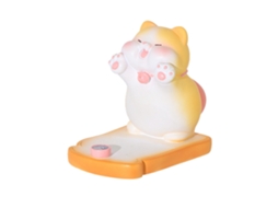Suporte para Celular Gato Fofo em Resina Mini Portátil para Mesa Quarto Escritório Laranja S/MARCA
