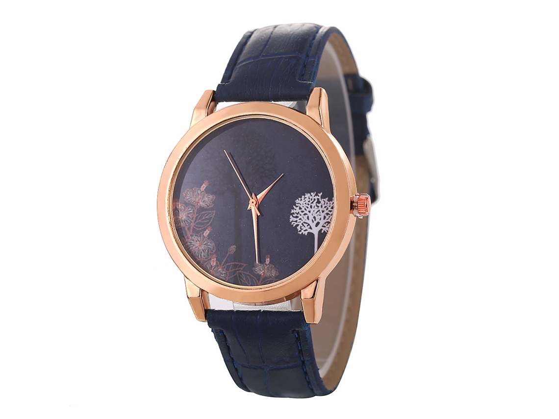 Relógio de Pulso Casal de Quartzo com Pulseira de Couro Pu Estilo Simples Azul Royal