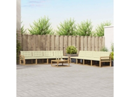 Vidaxl Conjunto De Sofás Para Exterior 9 Pcs Branco E Creme